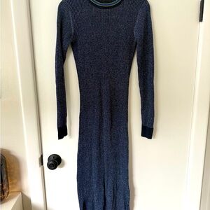 Scotch & Soda Blue Sheath Dress with Cuffed Long Sleeves